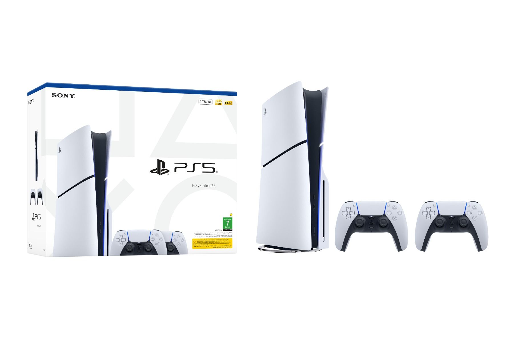 جهاز Sony PlayStation 5 Blu‑ray Disc Edition Console سعة 1 تيرابايت مع وحدة تحكم إضافية DualSense Wireless Controller لاسلكية – أبيض