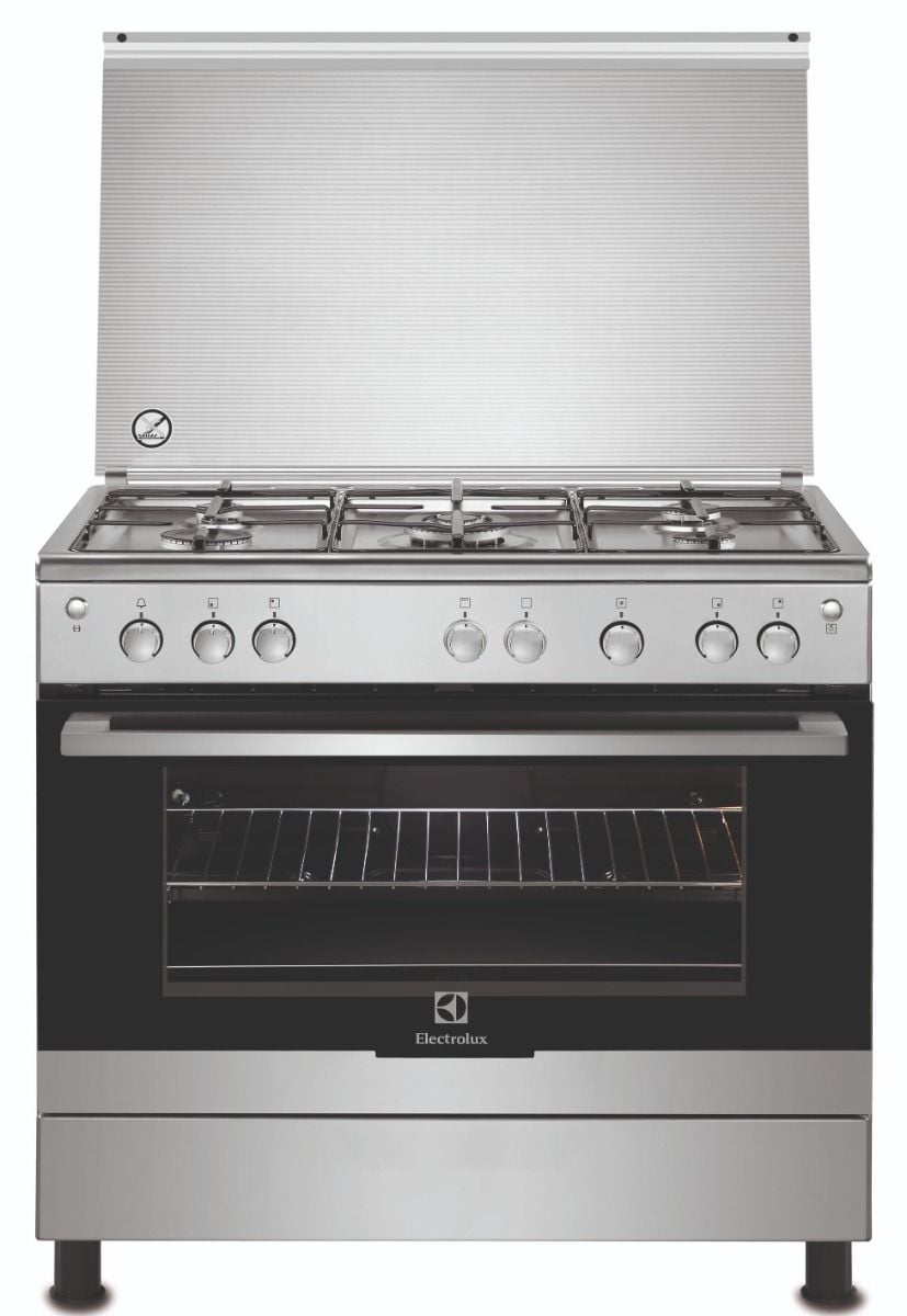 Electrolux 5-Burner Gas Cooker with Grill | 90x60cm | Automatic Ignition & Thermocouple Safety - Silver - EKG9000A3X