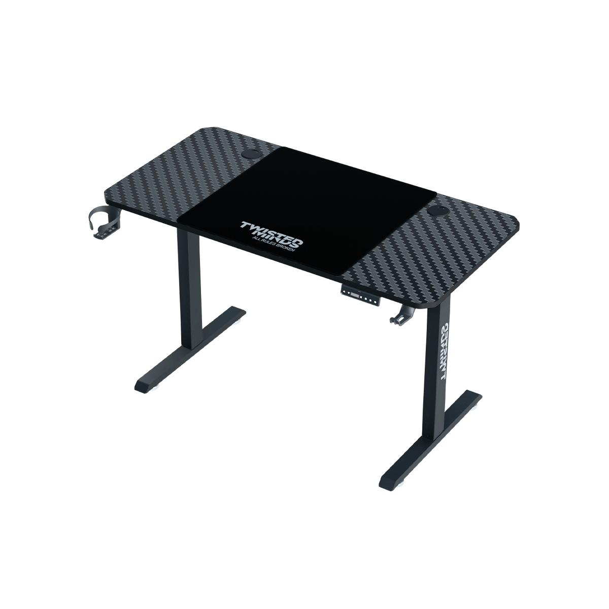 Twisted Minds Paradox Adjustable Gaming Desk, 120*60*(72~116)cm, CUP SHELF, HEADPHONE HOCK,MOUSE PAD 600*600*3mm |Black