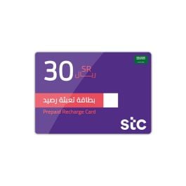 بطاقة إعادة شحن باقة STC مسبقة الدفع السعودية 30 ريال سعودي أزرق/أحمر