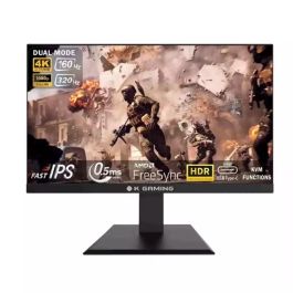 شاشة ألعاب KGaming Vision Forge V1 مقاس 27 بوصة بوضع مزدوج – 4K بمعدل 160Hz وFHD بمعدل 320Hz، Fast IPS، زمن استجابة 0.5ms، FreeSync، HDMI 2.1