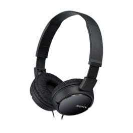Sony MDR-ZX110AP Wired On-Ear Headphones Tangle-Free Cable with Microphone Black