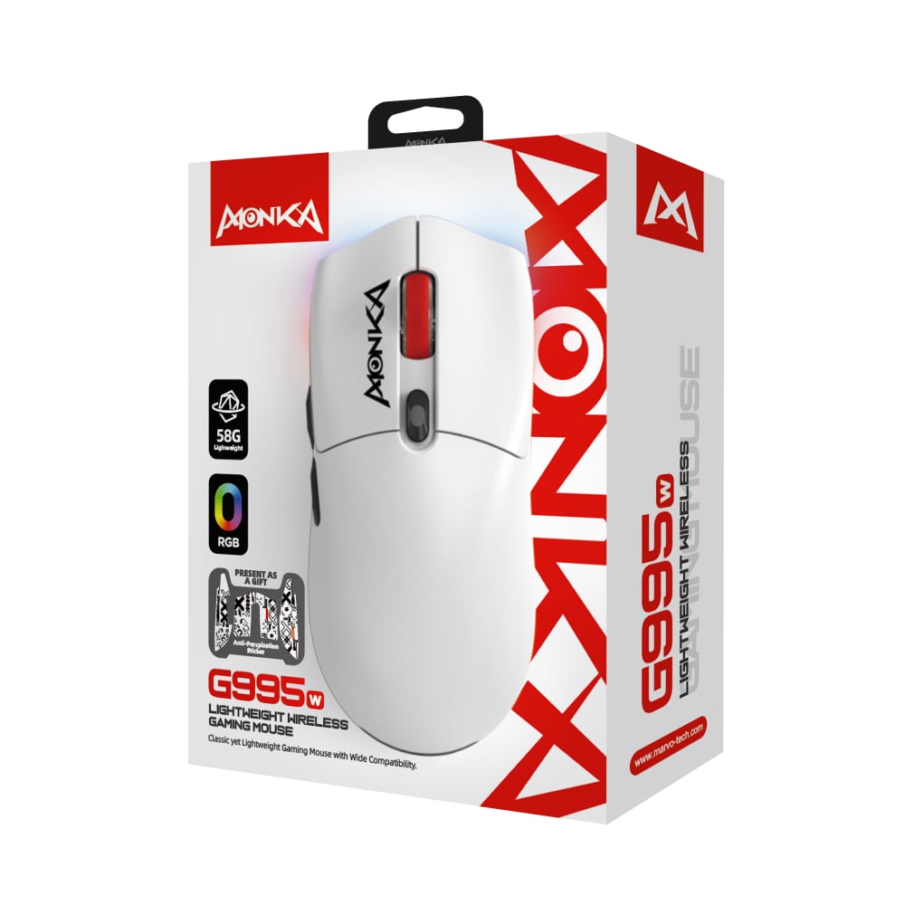 Marvo Lightweight Illuminating Rgb Light Display Wireless Gaming Mouse White