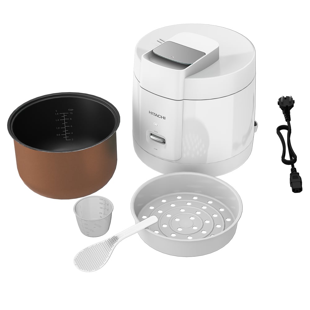 Hitachi Aluminum Body Non-Stick Corded Electric Rice Cooker 1.8L White