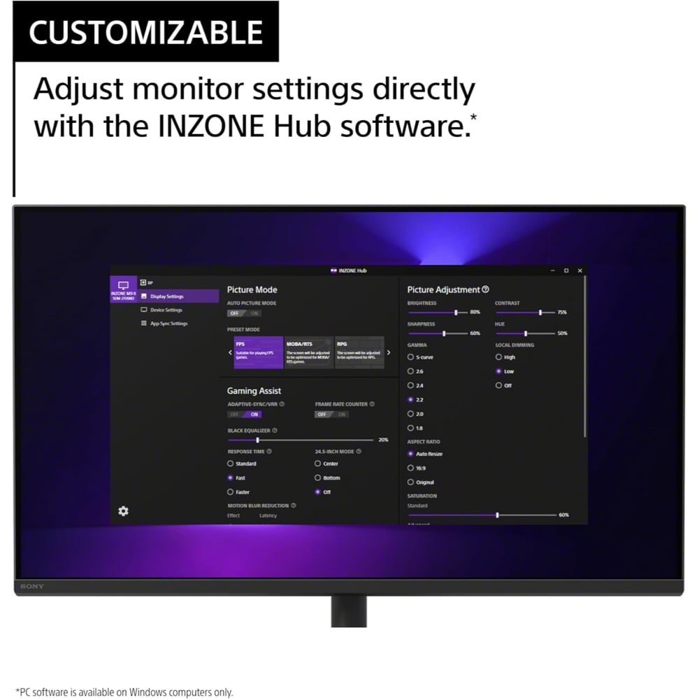 Sony Inzone M9 Ii 4K Hdr 27 Inch 160Hz IPS LCD 4K UHD 1ms Response Time HDMI 2.1 Gaming Monitor Black