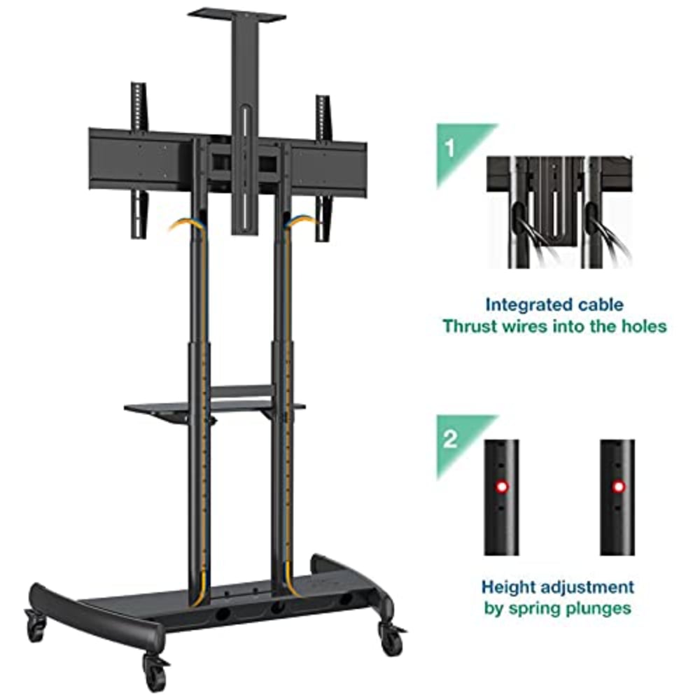 North Bayou TV Stand with Mount and Shelf for 55 to 85 inch TV Screen Black
