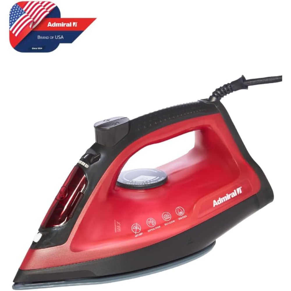 Admiral 2400W Ceramic Soleplate Auto Shut -Off Function 320Ml Red