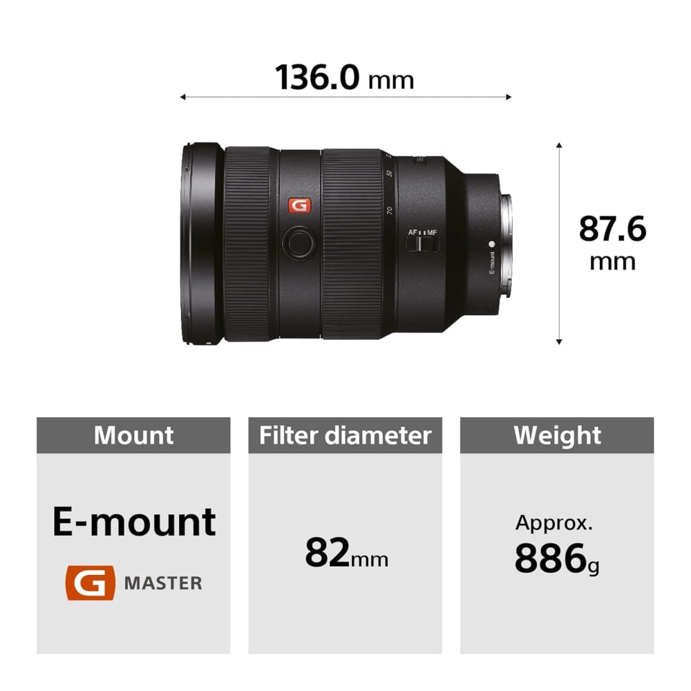 Sony FE 24–70mm | SEL2470GM | F2.8 GM | Standard Zoom Lens | Full-Frame E-Mount | Black