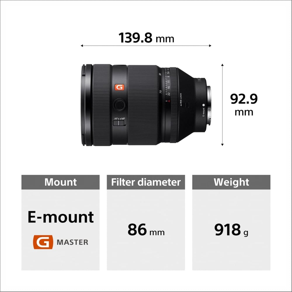 Sony FE 28–70mm | SEL2870GM | F2 GM | Standard Zoom Lens | Full-Frame E-Mount | Black