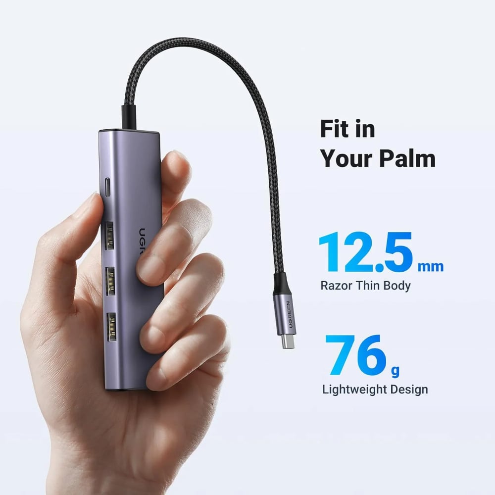 UGREEN 5-in-1 USB-C 3.1 Hub with HDMI | Supports 4K at 30Hz | Grey | UG-CM511-15596