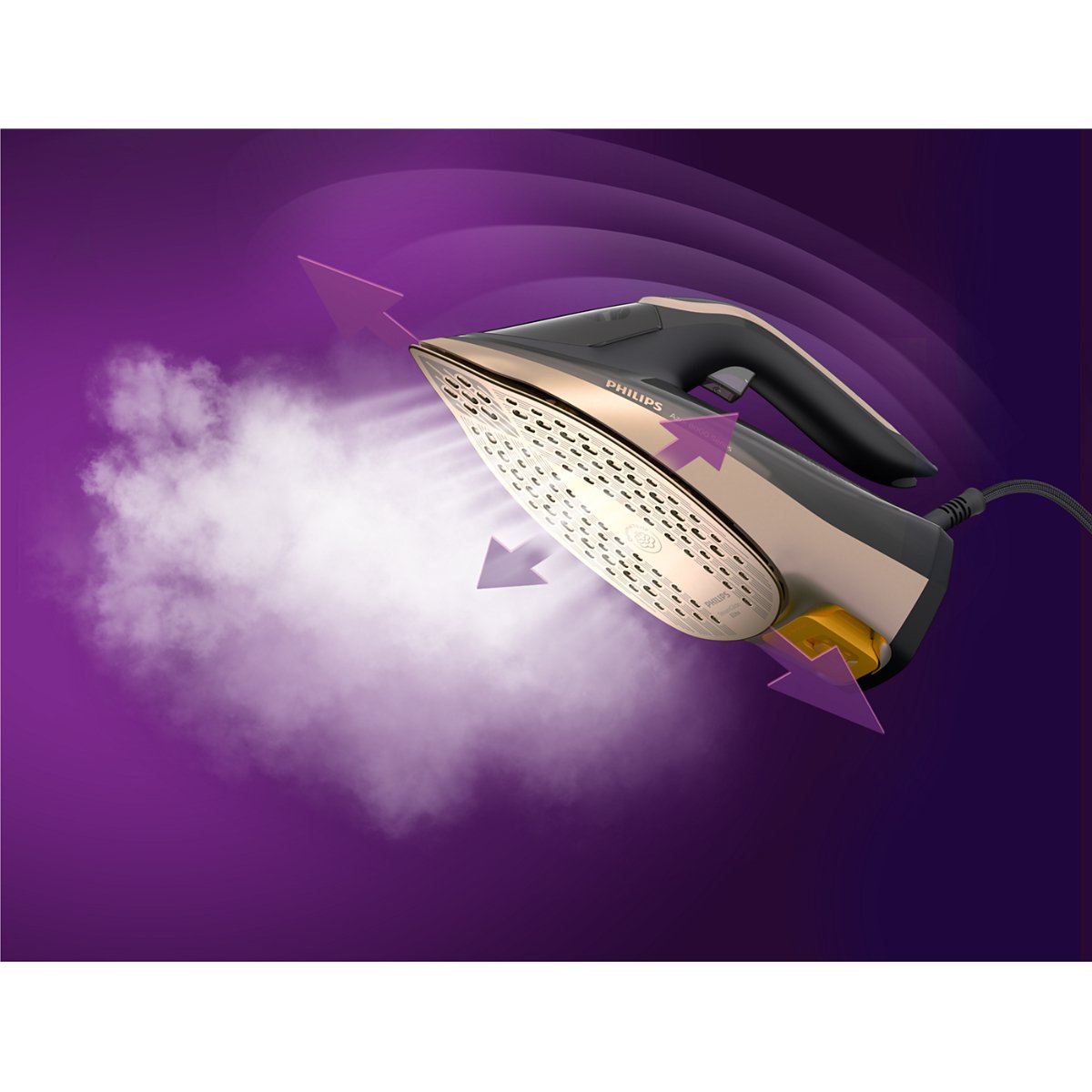 Philips 3000W Azur 8000 Series Auto Shut-Off Continuous Steam Steam Iron Black/Rose Gold