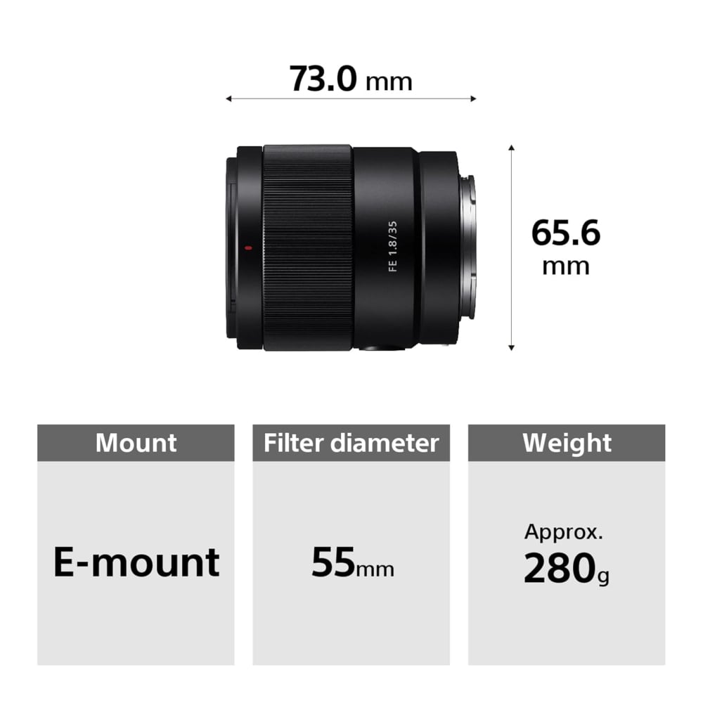 Sony FE 35mm | SEL35F18F | F1.8 | Standard Prime Lens | Full-Frame E-Mount | Black