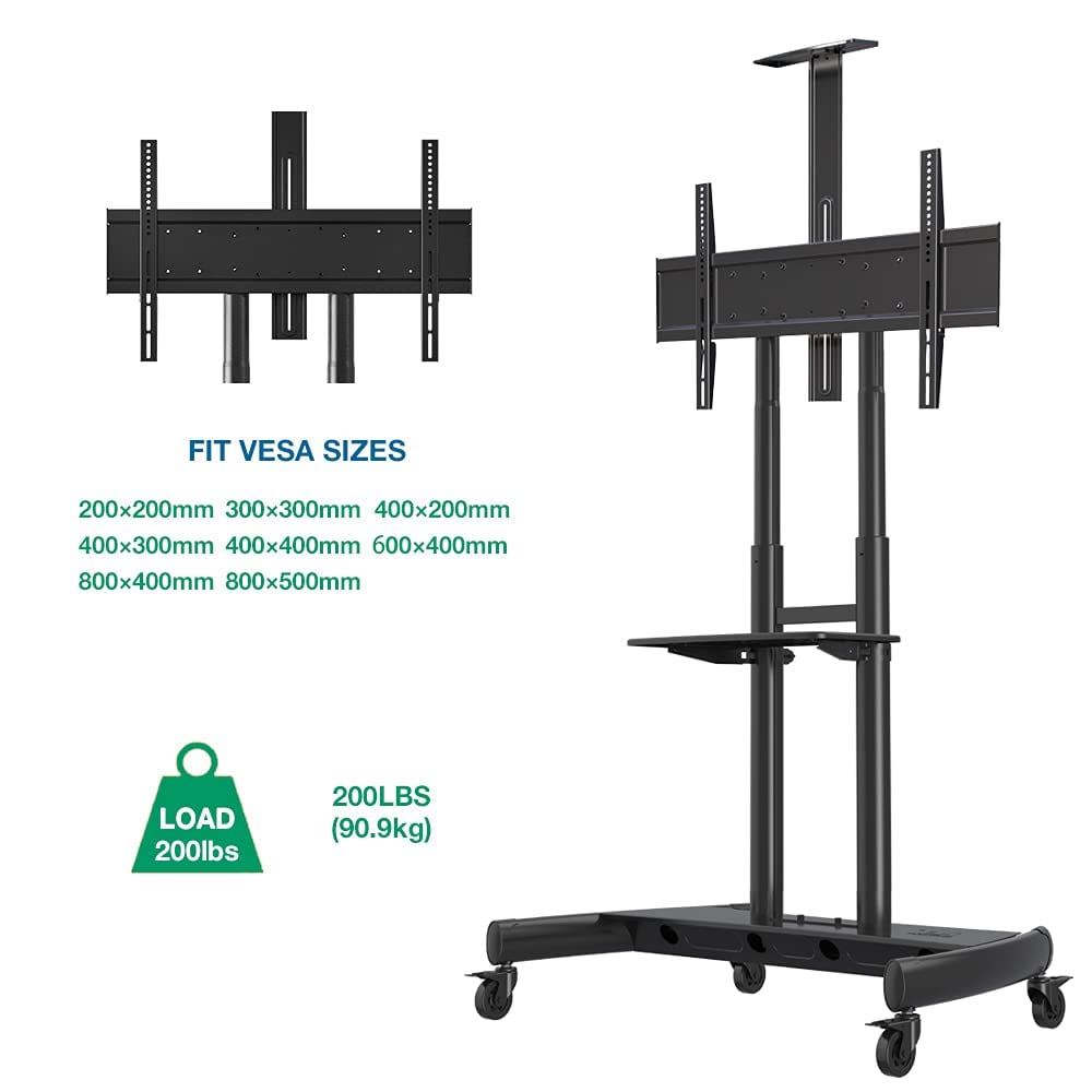 North Bayou TV Stand with Mount and Shelf for 55 to 85 inch TV Screen Black