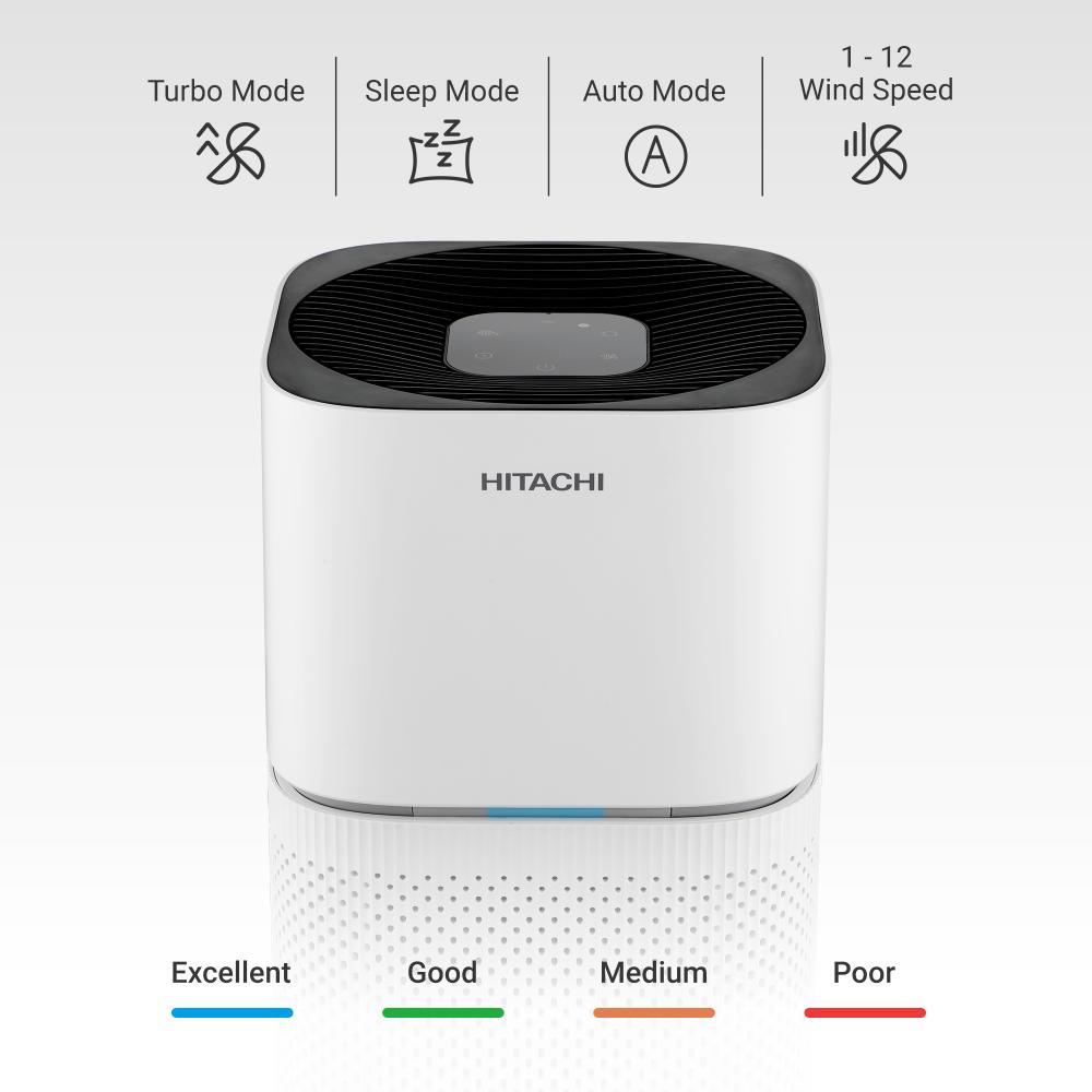 Hitachi Air Purifier | Smart Digital Touch Control | Coverage Up to 48 m² | HEPA & Activated Carbon Filters | White | EP-TZ50WG