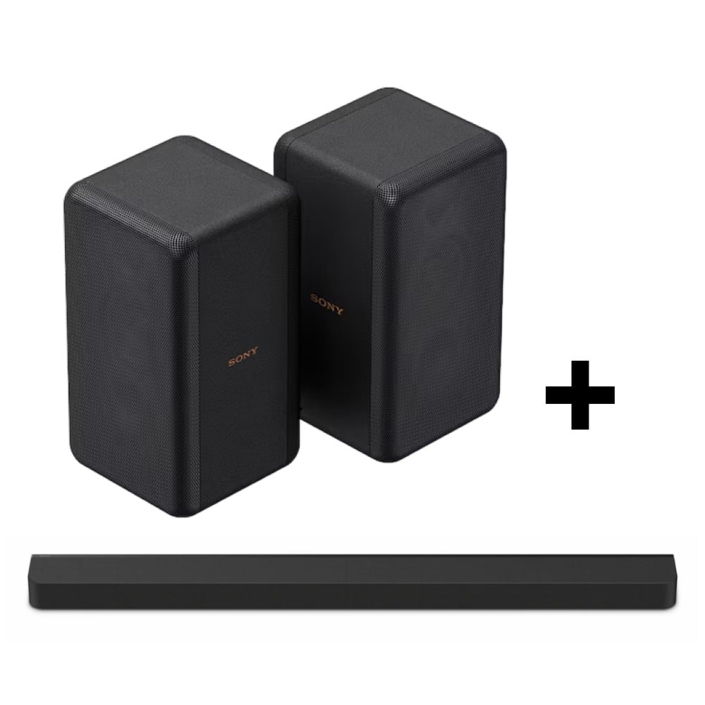 Sony HT‑A9000 Bravia Theatre Bar 9 360 Spatial Sound Mapping Premium Soundbar Home Theatre System Black with Sony SA-RS3S Additional Wireless Rear Speakers