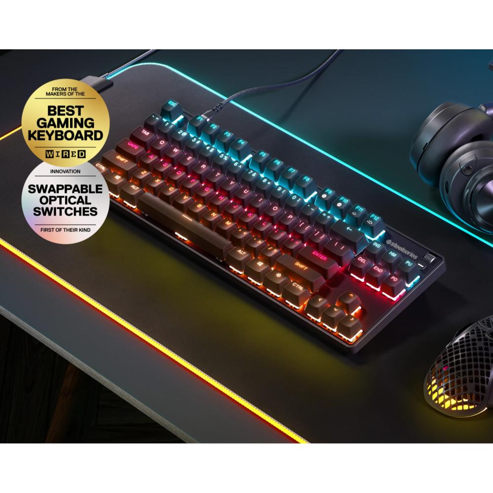 ستيل سيريز لوحة مفاتيح Apex 9 TKL | مفاتيح بصرية، قابلة للتبديل | تخطيط إنجليزي QWERTY | SS-64848