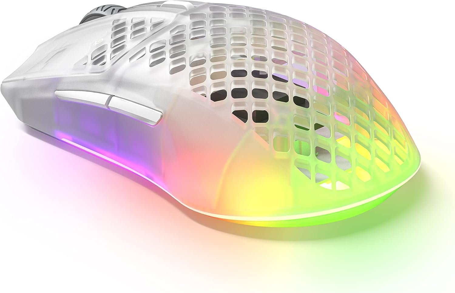ماوس الألعاب اللاسلكي SteelSeries Aerox 3 – إصدار Ghost المحدود، خفيف الوزن للغاية، إضاءة RGB، مستشعر TrueMove Air بدقة 18,000 DPI، بلوتوث و2.4GHz
