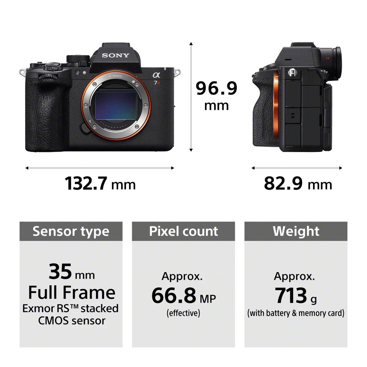 Sony ILCE-7RM6 Alpha a7R VI | 66.8MP fully‑stacked sensor for detail, tonal nuance, confident AF and speed