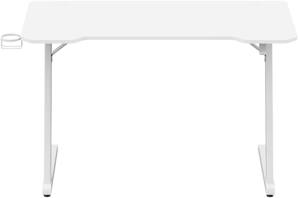 GamerTek Z Desk – 120x60cm Gaming Desk with Headset Hook, Cup Holder & Stabilizers – White