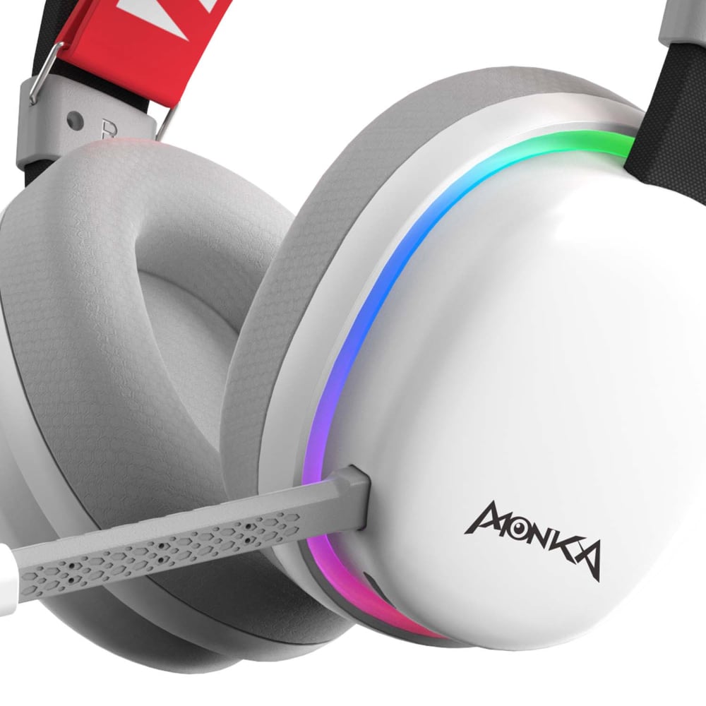 Marvo Monka Echo | Wireless Gaming Over-Ear Headset | RGB Lighting Stereo Sound | White