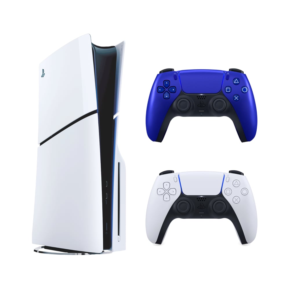 Sony PlayStation 5 Slim Blu-Ray Disc Console bundle with Extra DualSense Wireless Controller - Cobalt Blue