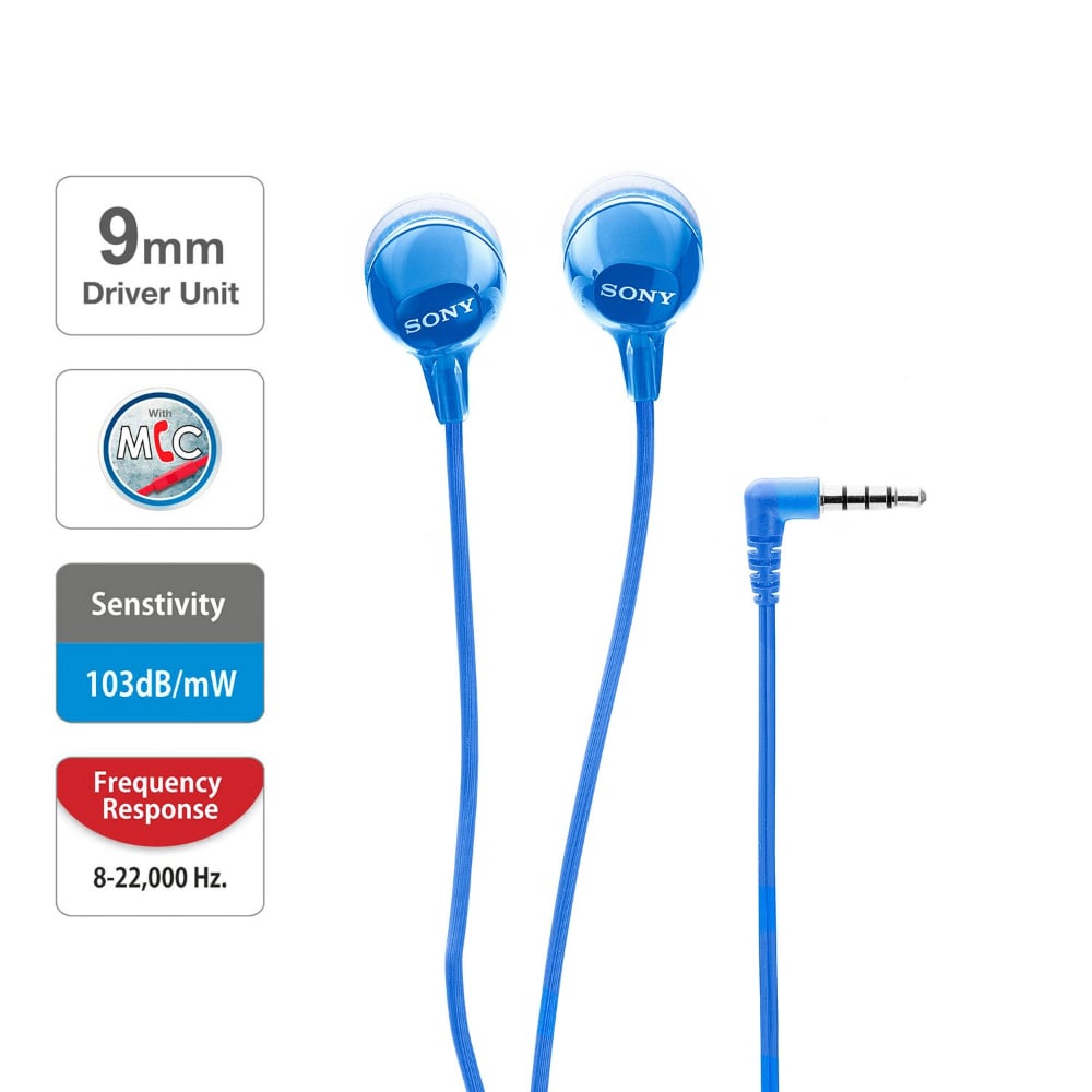 Sony MDR-EX14AP Wired In-Ear Headphones Dynamic Driver with Microphone Blue