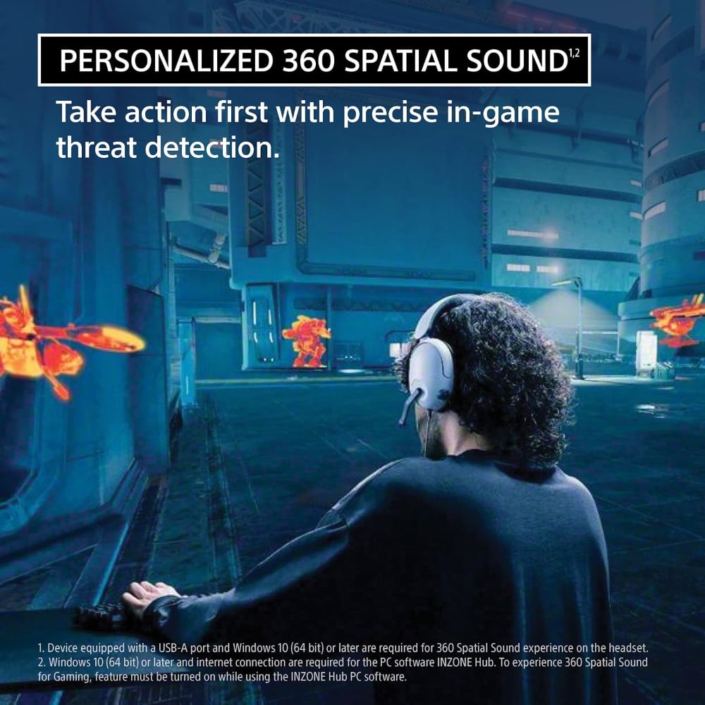 Sony INZONE H3 (MDR-G300) | Wired Gaming Over-Ear Headset | Flip-to-Mute Mic | White