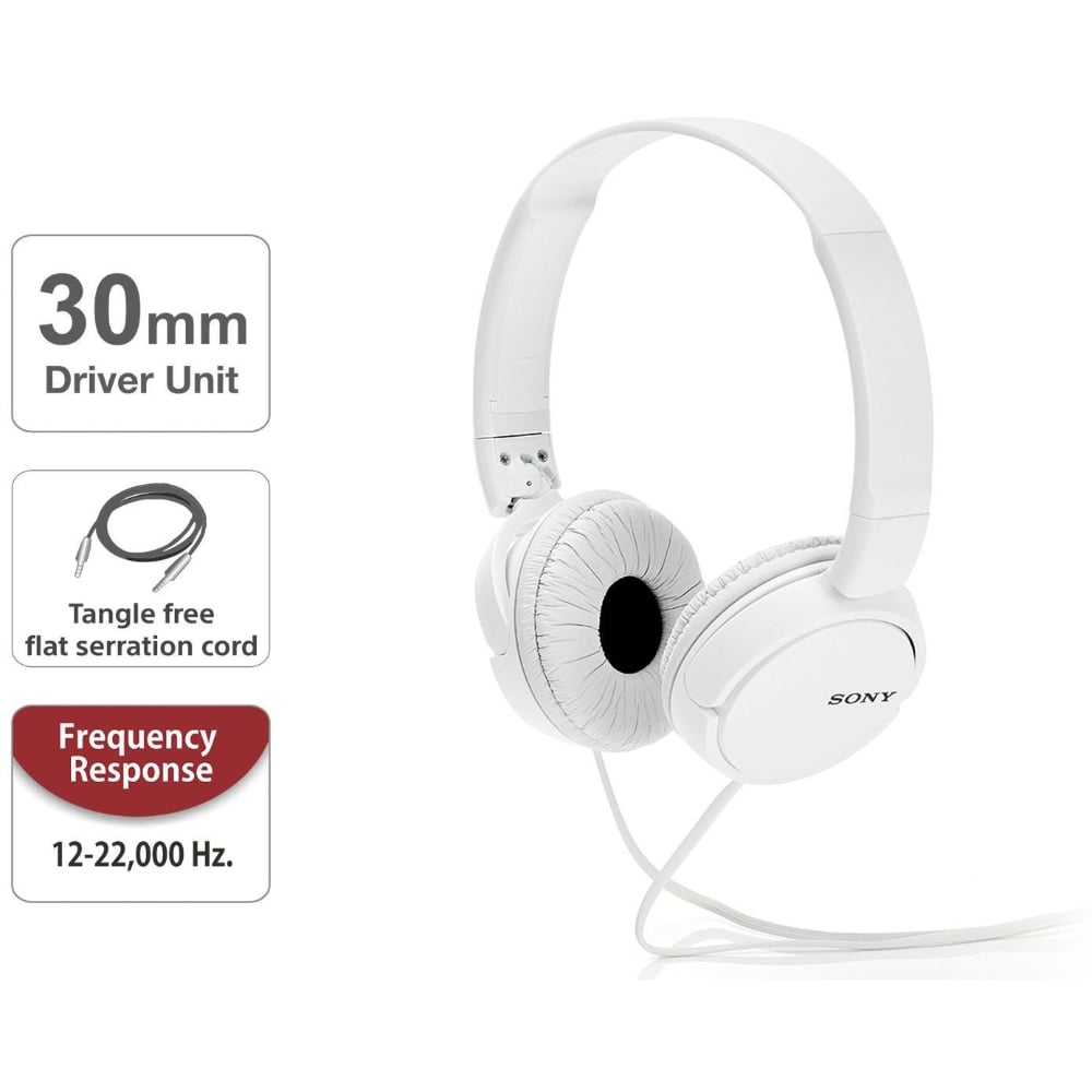 Sony MDR-ZX110 Wired On-Ear Headphones Stereo Sound White