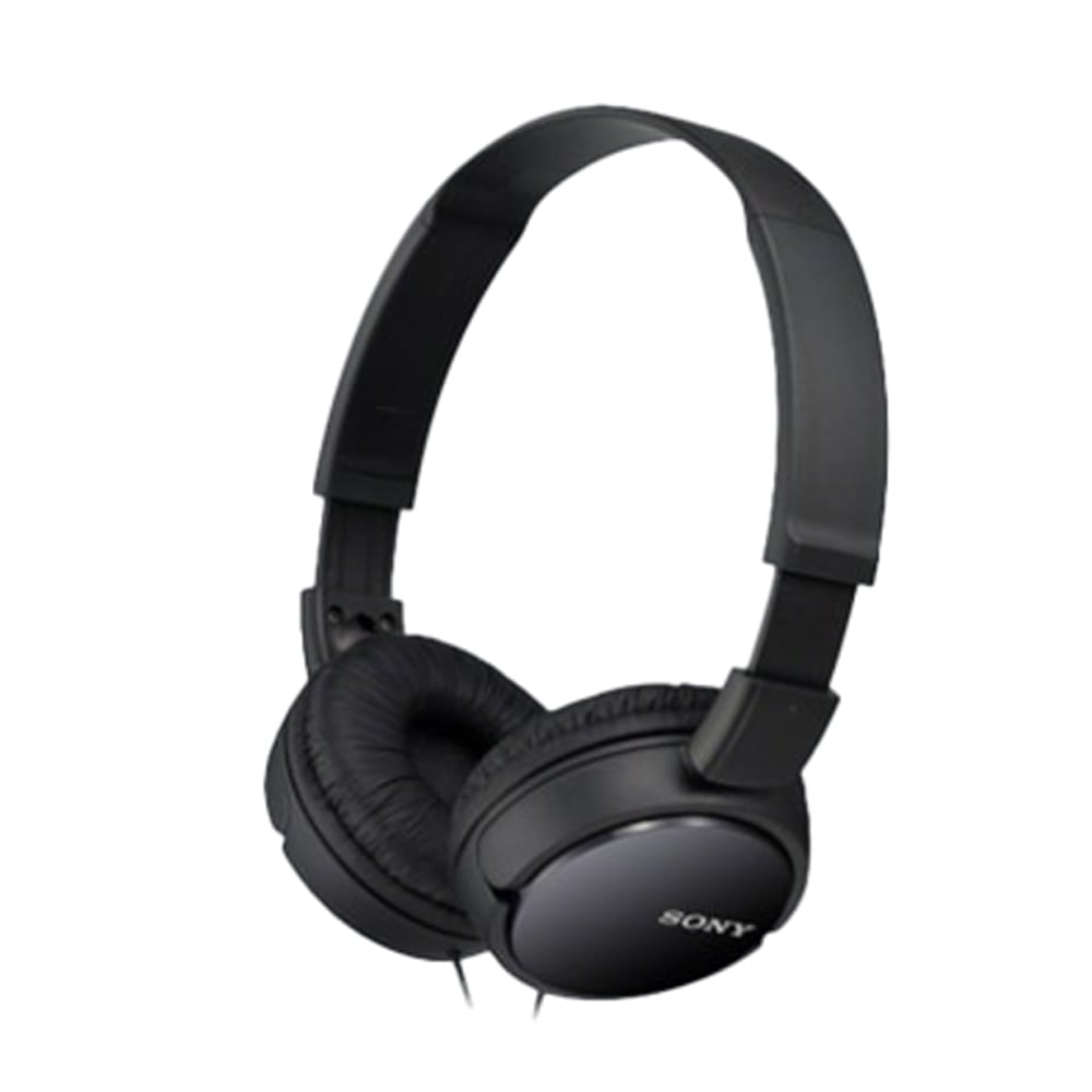 Sony MDR-ZX110AP Wired On-Ear Headphones Tangle-Free Cable with Microphone Black
