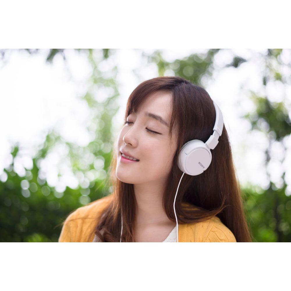 Sony MDR-ZX110AP Wired On-Ear Headphones Tangle-Free Cable with Microphone White