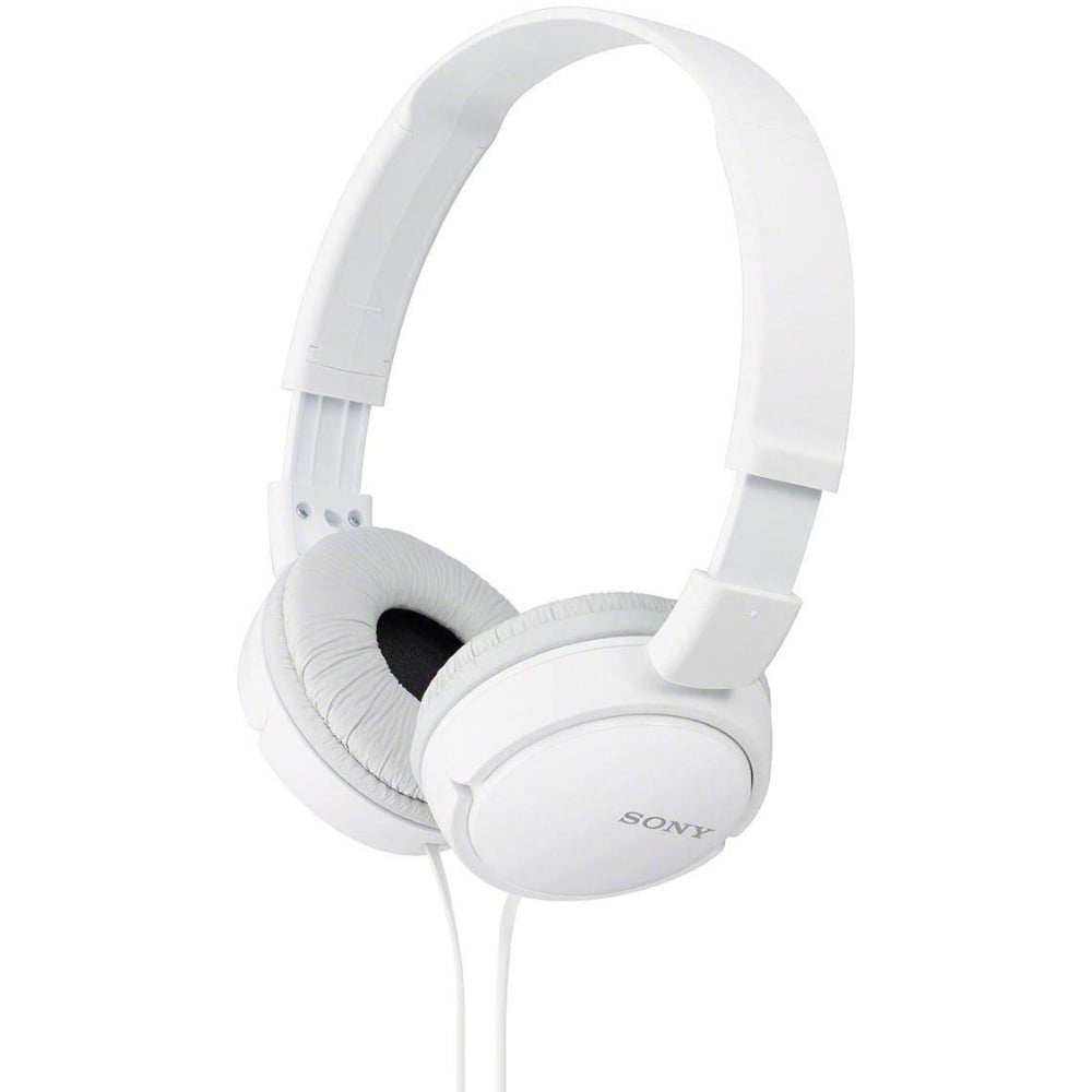 Sony On-Ear Tangle Free Cable Wired Headphones With Mic White