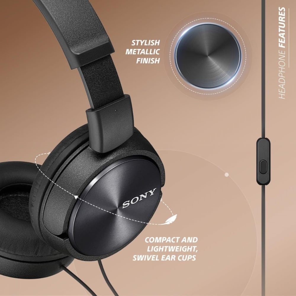 Sony MDR-ZX310AP Wired Over-Ear Headphones Foldable Design with Microphone Black