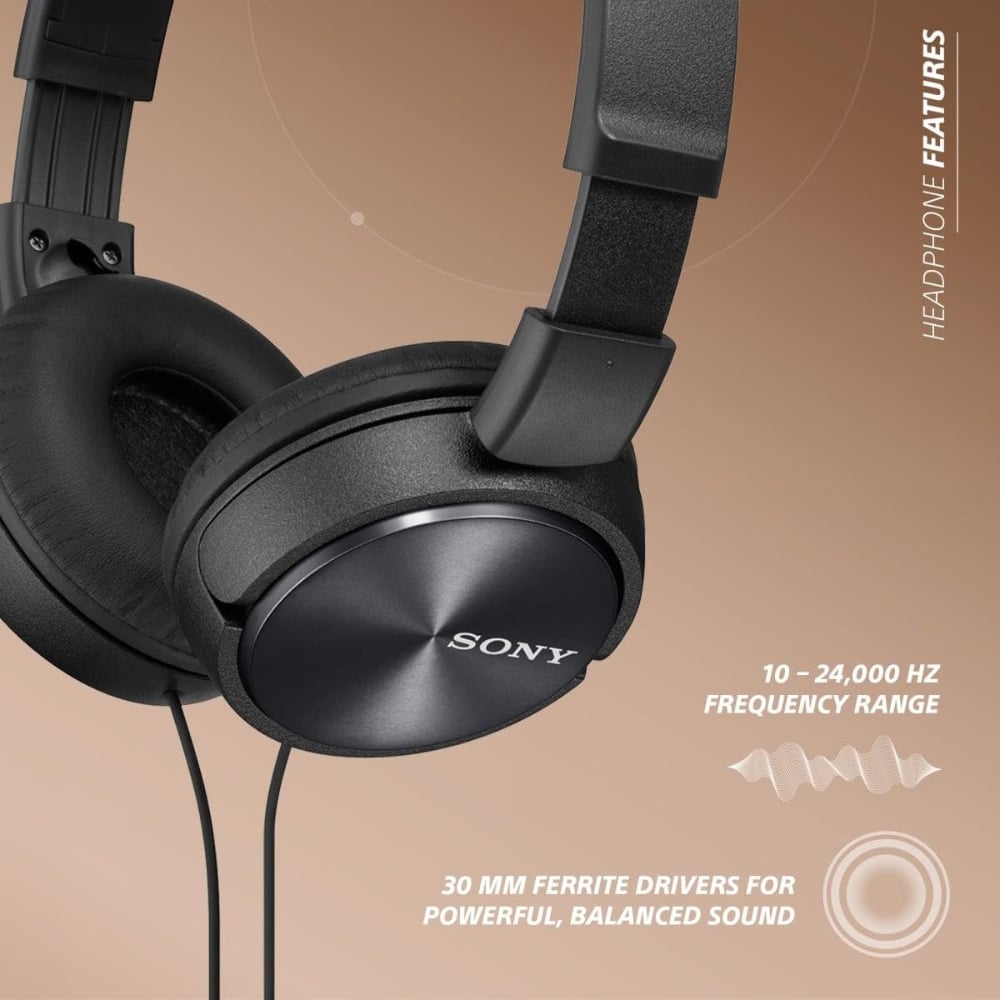 Sony MDR-ZX310AP Wired Over-Ear Headphones Foldable Design with Microphone Black