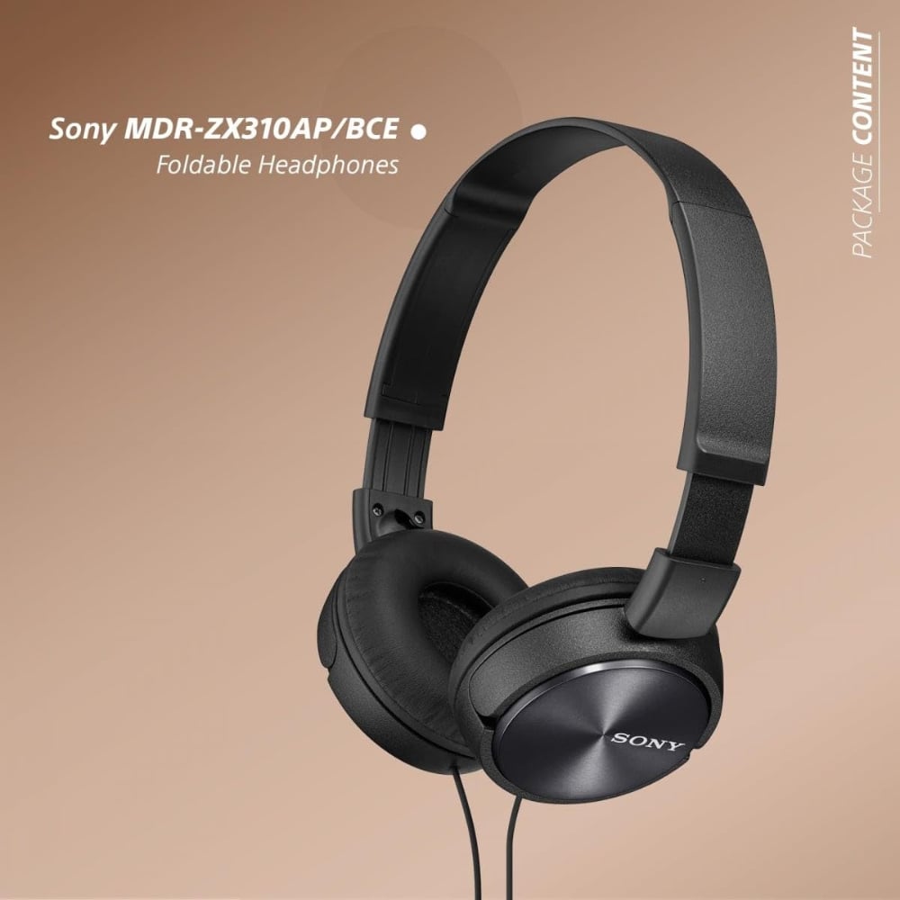Sony MDR-ZX310AP Wired Over-Ear Headphones Foldable Design with Microphone Black