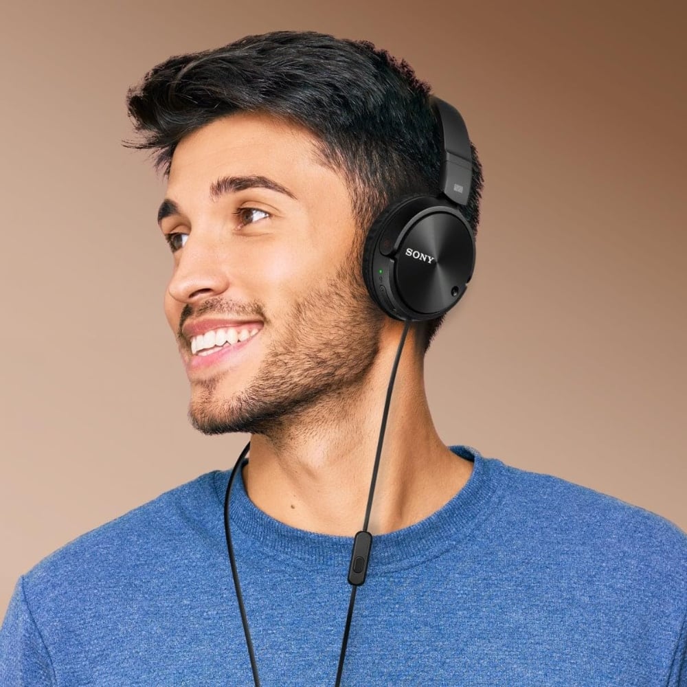 Sony MDR-ZX310AP Wired Over-Ear Headphones Foldable Design with Microphone Black