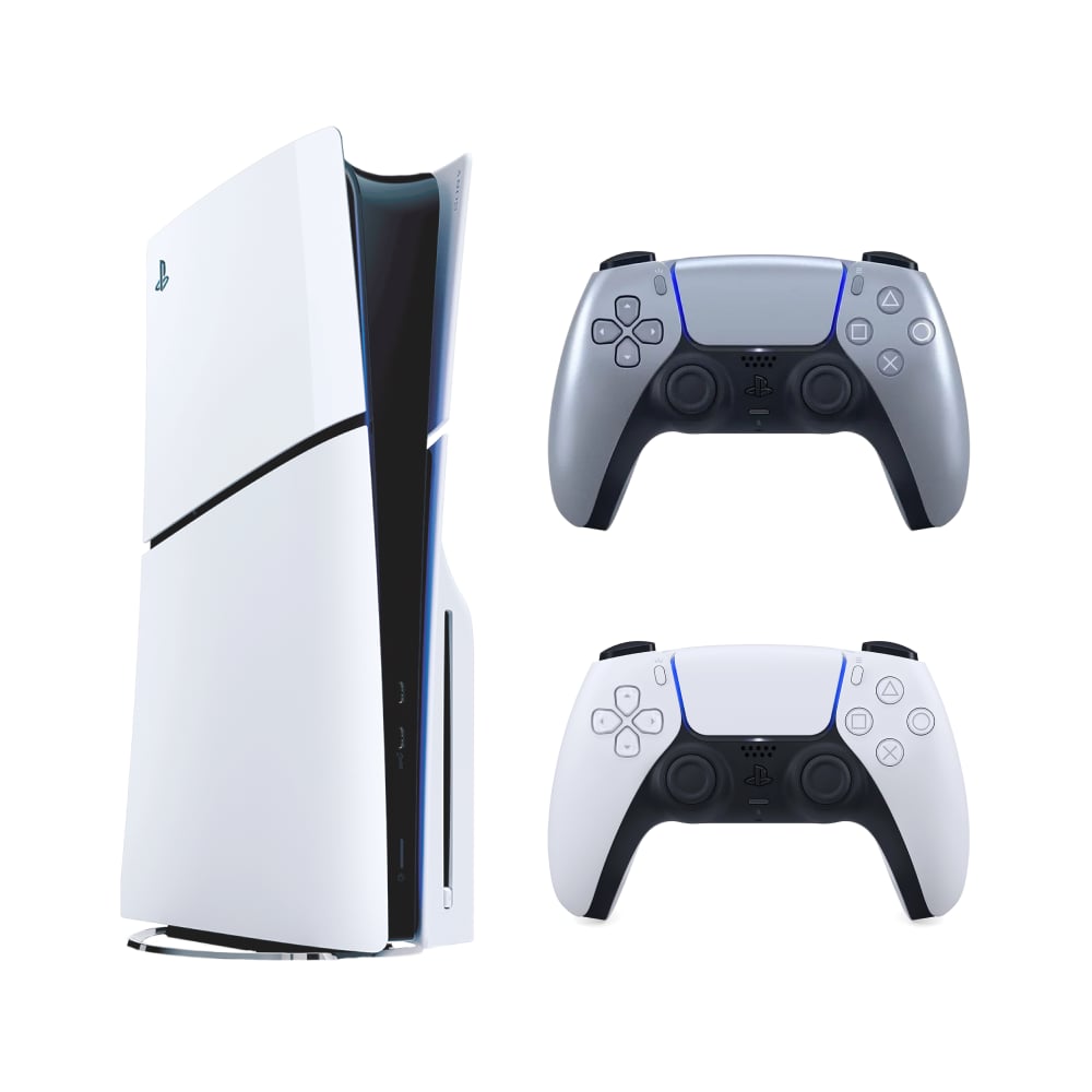 Sony PlayStation 5 Slim Blu-Ray Disc Console bundle with Extra DualSense Wireless Controller - Sterling Silver