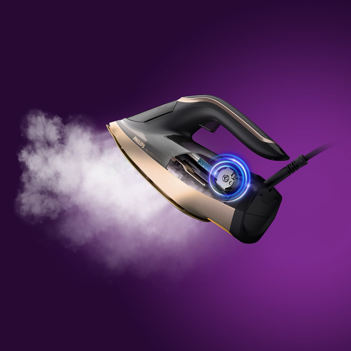 Philips 3000W Azur 8000 Series Auto Shut-Off Continuous Steam Steam Iron Black/Rose Gold