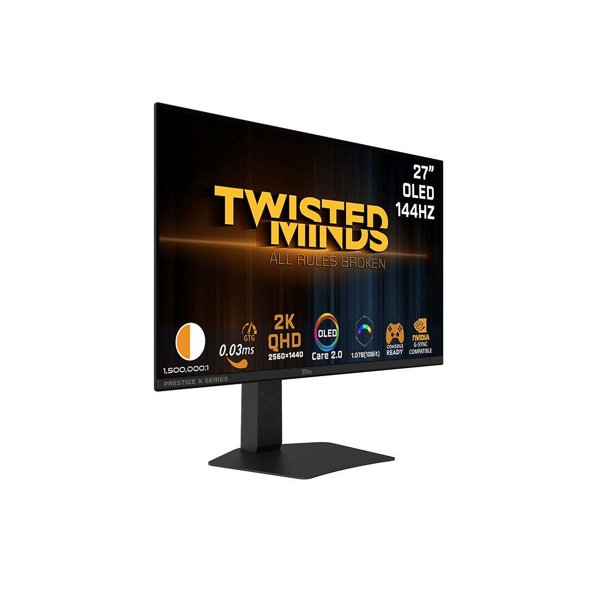 شاشة الألعاب تويستد مايندرز TM27QDOLD144 سلسلة سيجنتشر إكس،27 بوصة، لوحة OLED بدقة  QHD، 144 هرتز، وزمن استجابة فائق السرعة 0.03 مللي ثانية، ومنفذ HDMI 2.1 تدعم جهاز PS5 |أسود