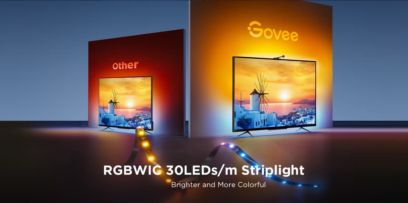 Govee TV Backlight 3 Lite RGBICW with Camera & Fish-Eye Correction for 75–85 inch TVs, Wi-Fi App & Voice Control - Netflix edition - H6098