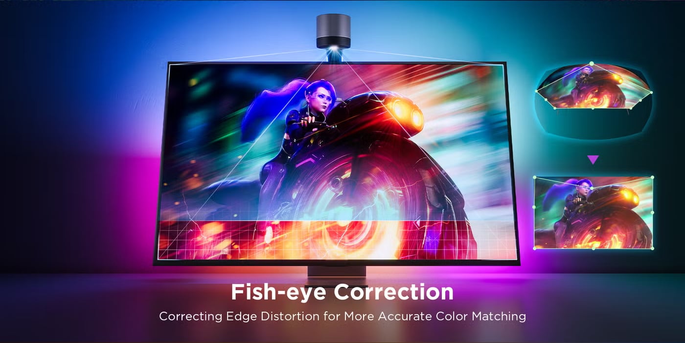 Govee TV Backlight 3 Lite RGBICW with Camera & Fish-Eye Correction for 75–85 inch TVs, Wi-Fi App & Voice Control - Netflix edition - H6098