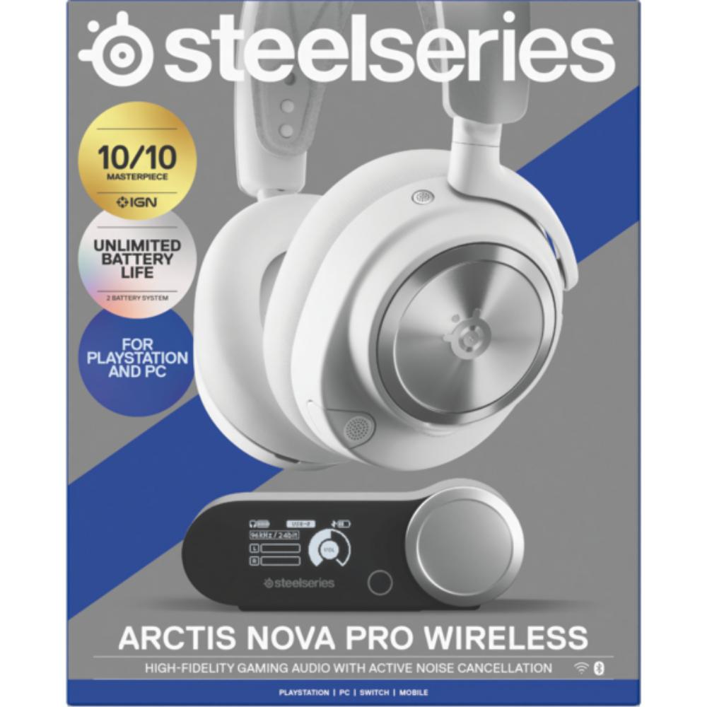 ستيل سيريز سماعة Arctis Nova Pro اللاسلكية (PS) | إلغاء ضوضاء نشط، صوت عالي الجودة | أبيض | SS-61526