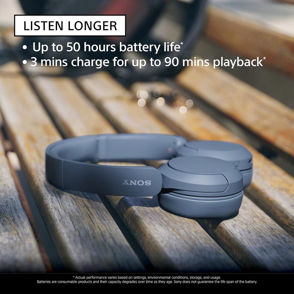 Sony WH-CH520 Wireless On-Ear Headphones Bluetooth with Microphone Black