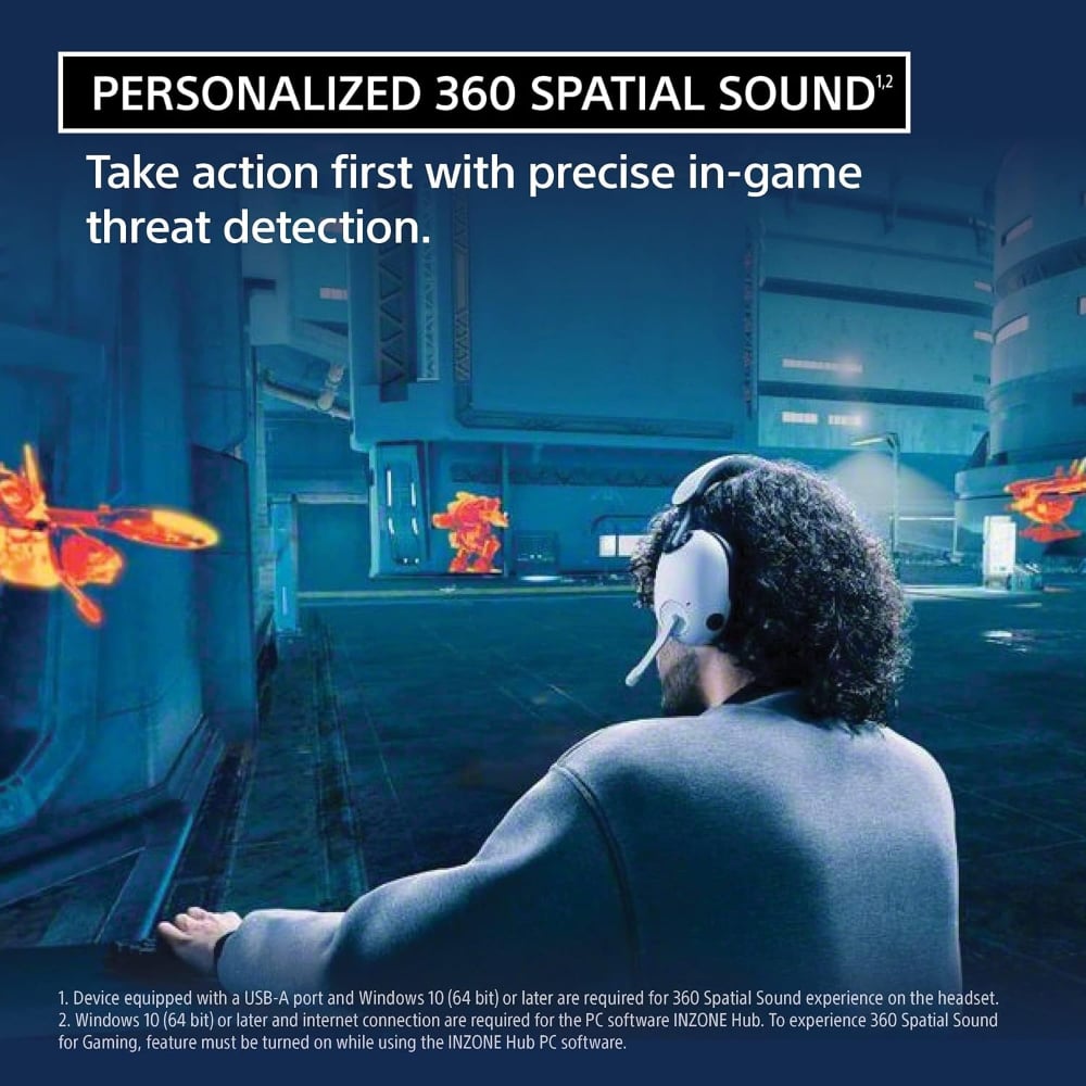 Sony INZONE H9 (WH-G900N) | Wireless Gaming Over-Ear Headset | ANC, Flip-to-Mute Mic | White