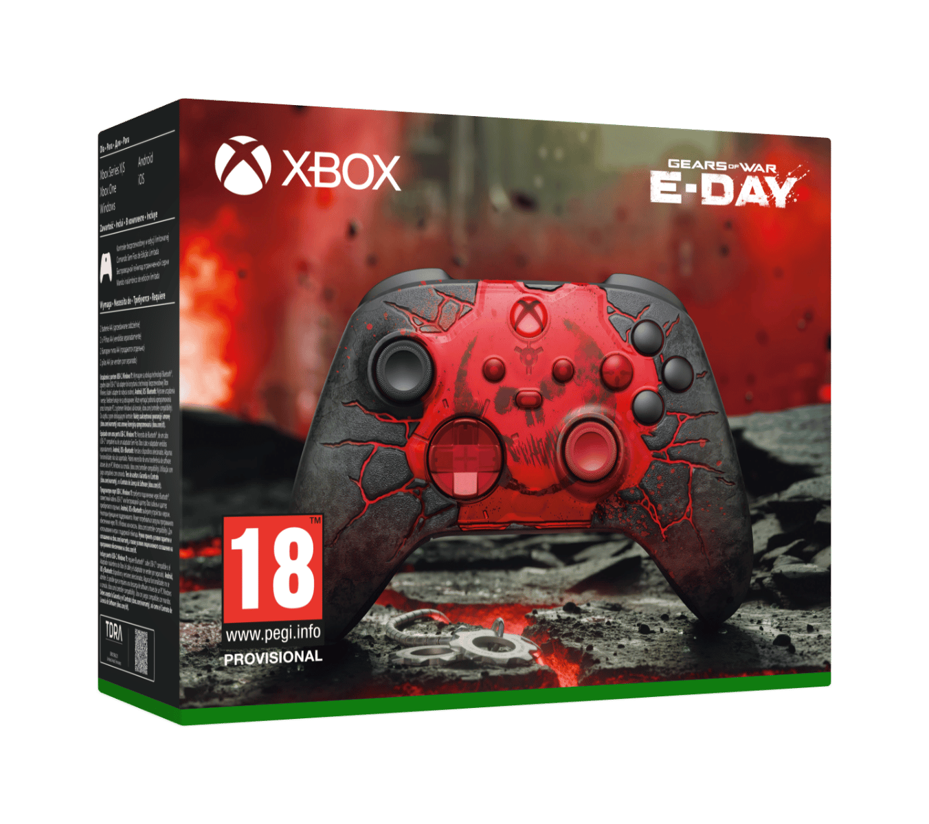 وحدة تحكم Xbox اللاسلكية الإصدار المحدود Gears of War: E-Day – أسود/أحمر
