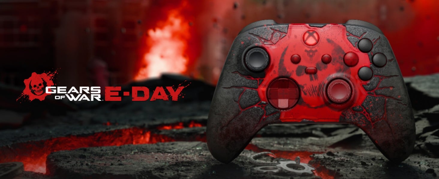 وحدة تحكم Xbox اللاسلكية الإصدار المحدود Gears of War: E-Day – أسود/أحمر