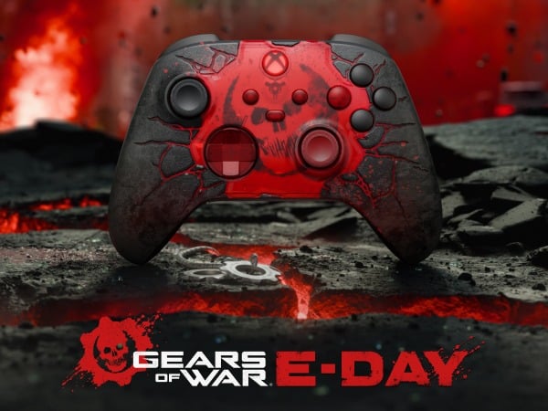 وحدة تحكم Xbox اللاسلكية الإصدار المحدود Gears of War: E-Day – أسود/أحمر