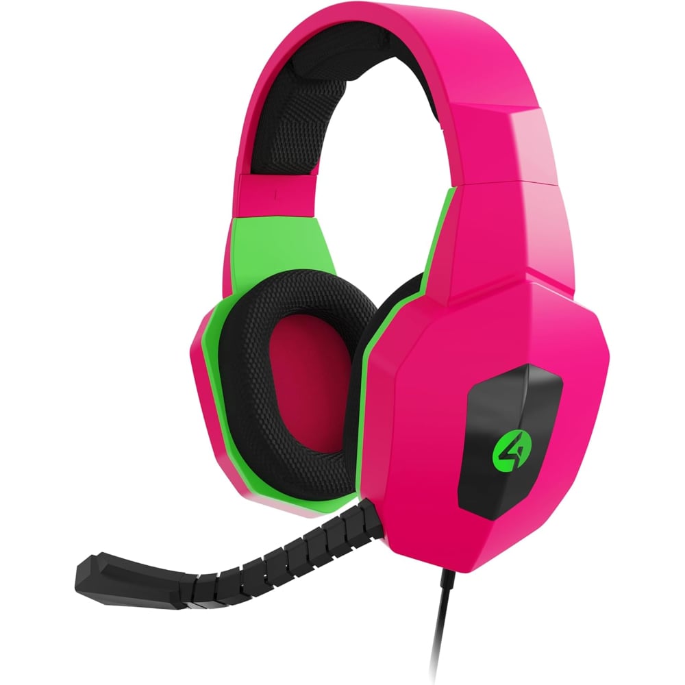 4Gamers Neon Edition Wired Gaming Over-Ear Headset Pink/Green