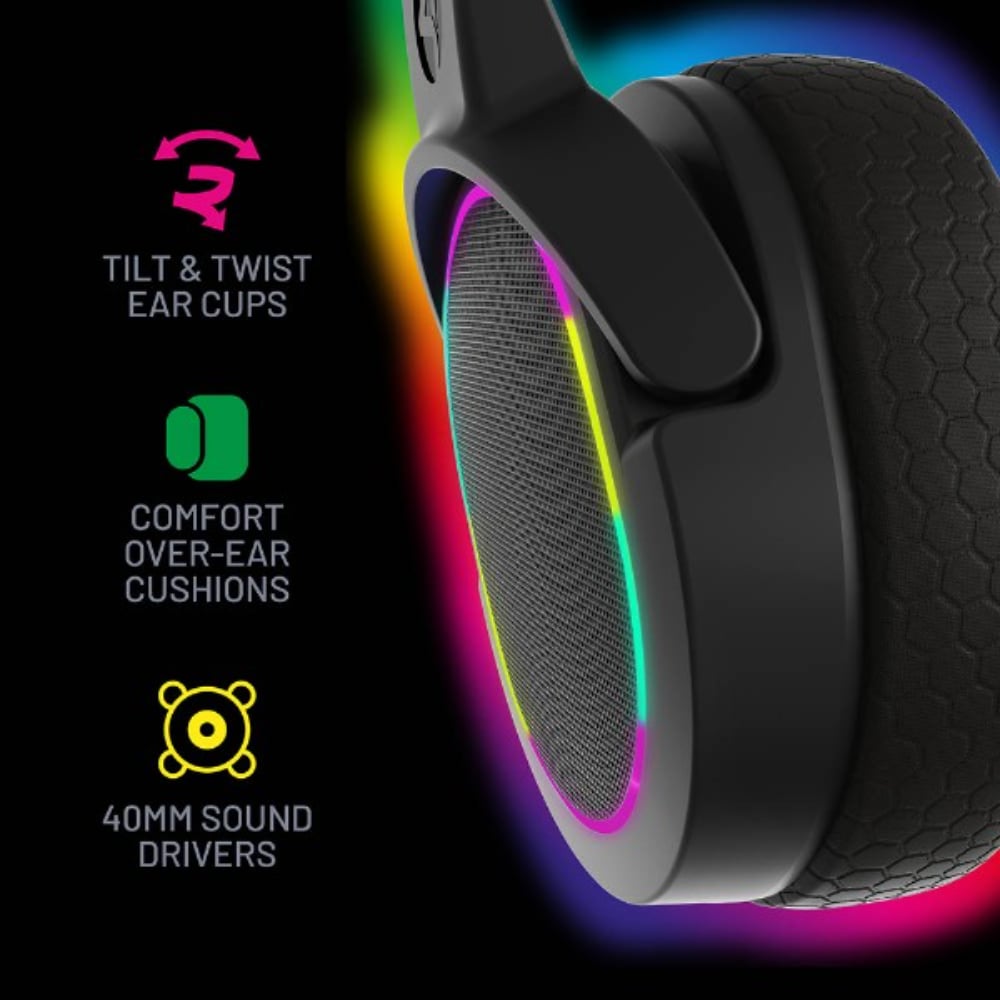 4Gamers Panther LED | Wired Gaming Over-Ear Headset | RGB Lighting | Black