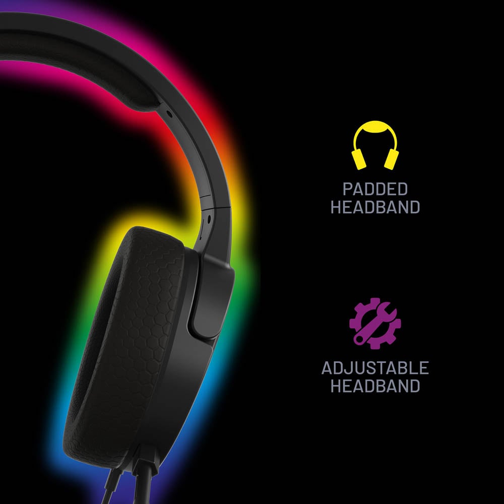 4Gamers Panther LED | Wired Gaming Over-Ear Headset | RGB Lighting | Black
