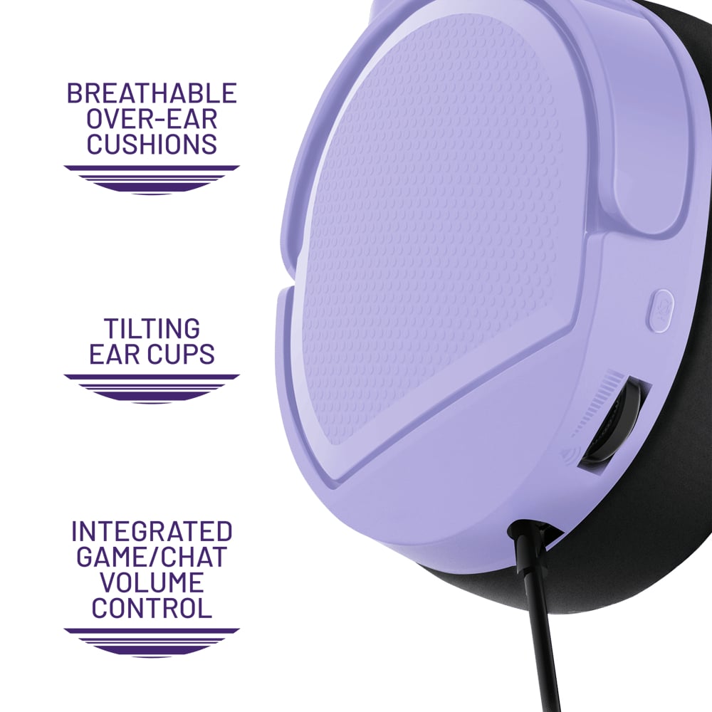 4Gamers Panther | Wired Gaming Over-Ear Headset | Over-Ear Design | Lavender